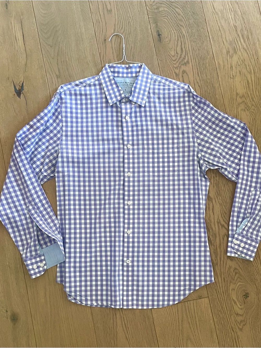 Banana Republic Lavender and White Gingham Dress Shirt